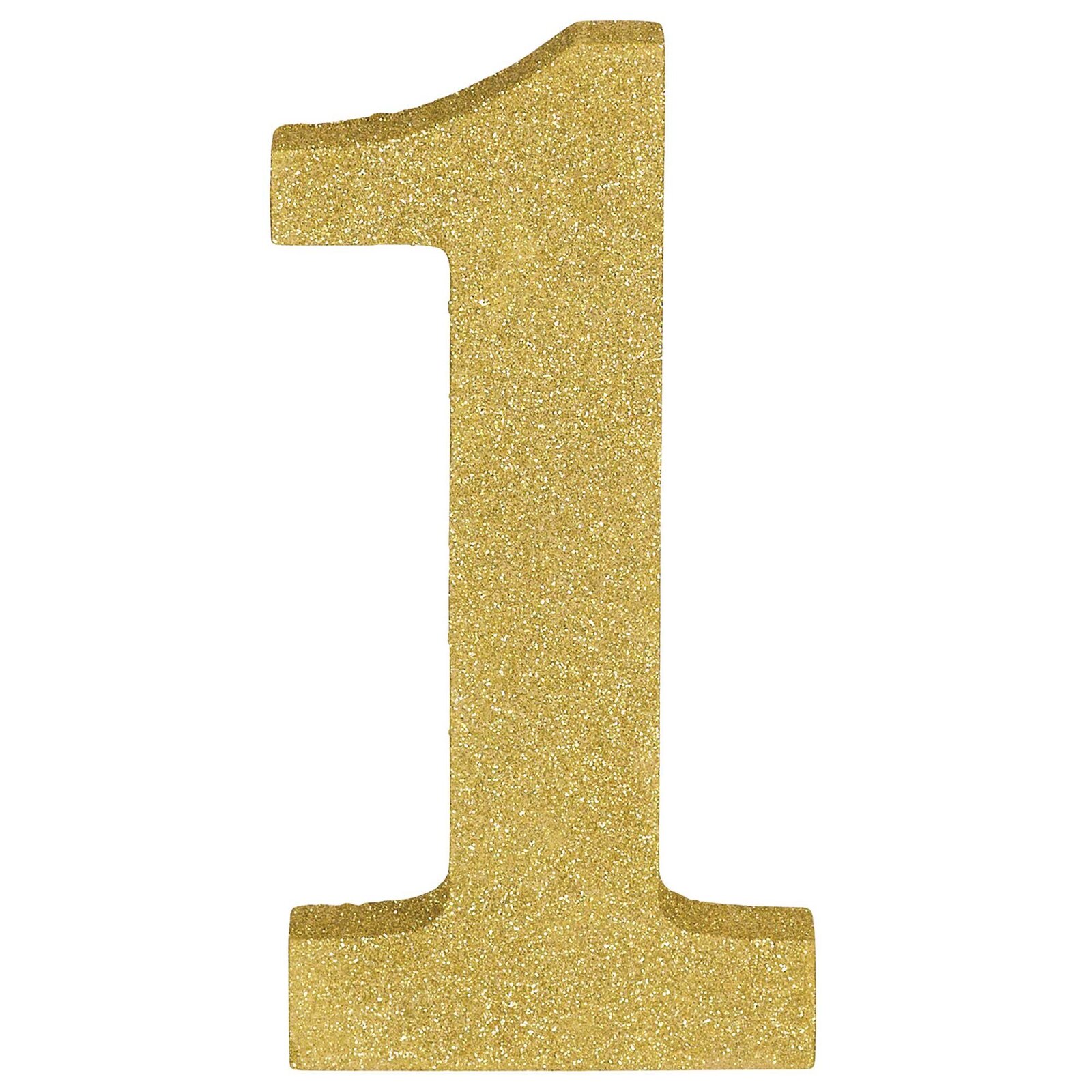 Number 1 Gold Glitter Wooden Decoration