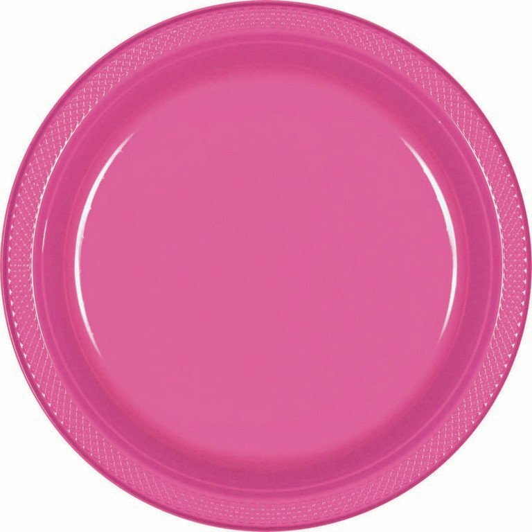 Pink Bright Plastic Lunch Plates (Pkt 20)