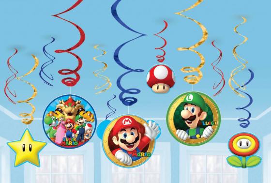 Super Mario Brothers Swirl Hanging Decorations