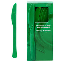 Green Festive Plastic Knives (Box of 100)