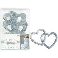 Cake Decorations Double Heart Plastic with Gems