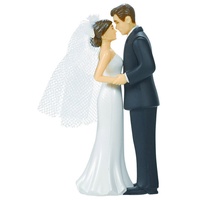 Cake Topper Wedding Bride & Groom Brown Hair