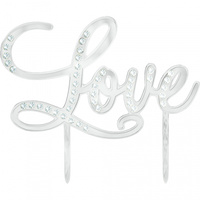 Cake Topper Love Silver with Gems