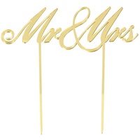 Cake Topper Wedding Mr & Mrs Gold