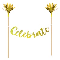 Cake Topper Banner Celebrate Gold