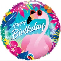 Tropical Flamingo 45cm Happy Birthday Foil Balloon