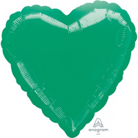 Heart Metallic Green 45cm Foil Balloon
