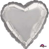 Heart Metallic Silver 45cm Foil Balloon