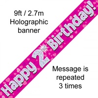 2nd Birthday - Holographic Pink Banner