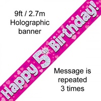 5th Birthday - Banner Pink Holographic