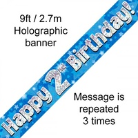 2nd Birthday - Holographic Blue Banner