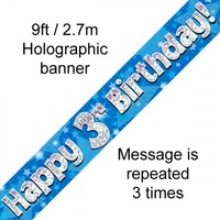 3rd Birthday - Banner Blue Holographic