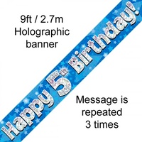 5th Birthday - Banner Blue Holographic