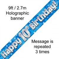 10th Birthday - Banner Blue Holographic