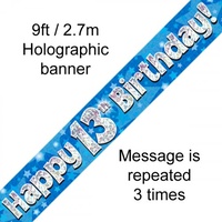 13th Birthday - Banner Blue Holographic