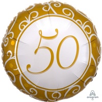 50th Birthday or Anniversary Gold Foil Balloon (45cm)