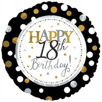 18th Birthday - Foil Gold Black and White