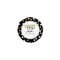 21st Birthday - Foil Black Gold White Dots