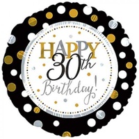 30th Birthday Dots Foil Balloon (45cm)