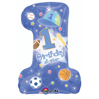 1st Birthday Sports All-Star Boy Supershape Foil Balloon