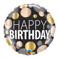 Happy Birthday Birthday Big Metallic Dots 45cm Foil Balloon