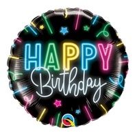 Happy Birthday Neon Glow 45cm Foil Balloon