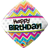 Happy Birthday Diamond Chevron 45cm Foil Balloon