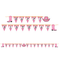 Western Cowgirl Happy Birthday Pennant Banner