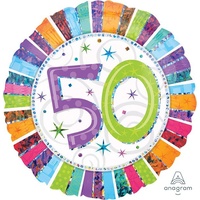 50th Birthday Radiant Holographic Foil Balloon (45cm)