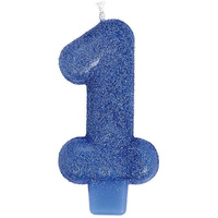 1st Birthday Boy Glitter Candle