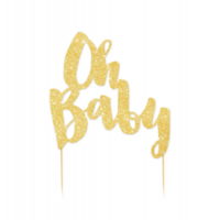 Cake Topper - Oh Baby Gold Glitter