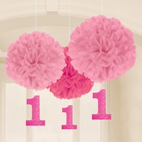 1st Birthday Girl Fluffy Decorations