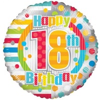 18th Birthday Dots & Lines Foil Balloon (45cm)