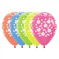 Hawaiian Summer Luau Hibiscus Neon Assorted 30cm Latex Balloons