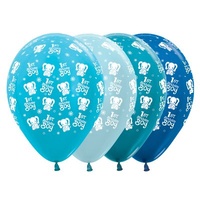 1st Birthday Boy Elephants Latex Balloons