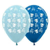 1st Birthday Boy Elephants Latex Balloons