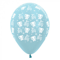 1st Birthday Boy Elephants Latex Balloons