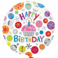 Happy Birthday Cupcake 45cm Foil Balloon
