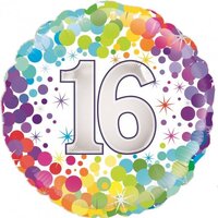 16th Birthday Colourful Confetti Foil Balloon (45cm)
