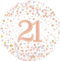 21st Birthday Sparkling Fizz Rose Gold Foil Balloon (45cm)