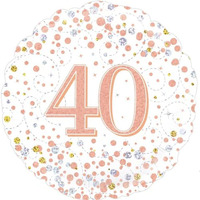 40th Birthday Sparkling Fizz Rose Gold Foil Balloon (45cm)