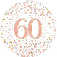 60th Birthday Sparkling Fizz Rose Gold Foil Balloon (45cm)