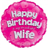 Happy Birthday Wife 45cm Foil Balloon