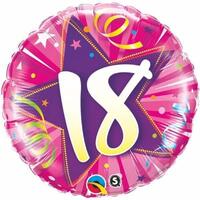 18th Birthday Shining Star Hot Pink Foil Balloon (45cm)