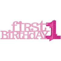 1st Birthday Girl Pink Glitter Centerpiece
