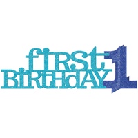 1st Birthday Boy Blue Glitter Centerpiece