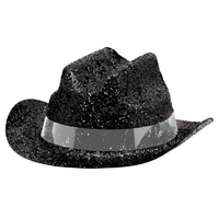 Western Cowboy Hat Mini Glitter Black