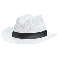 Western Cowboy Hat Mini Glitter White