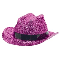 Western Cowboy Hat Mini Glitter Pink