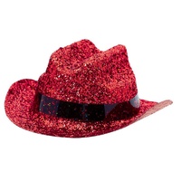 Western Cowboy Hat Mini Glitter Red
